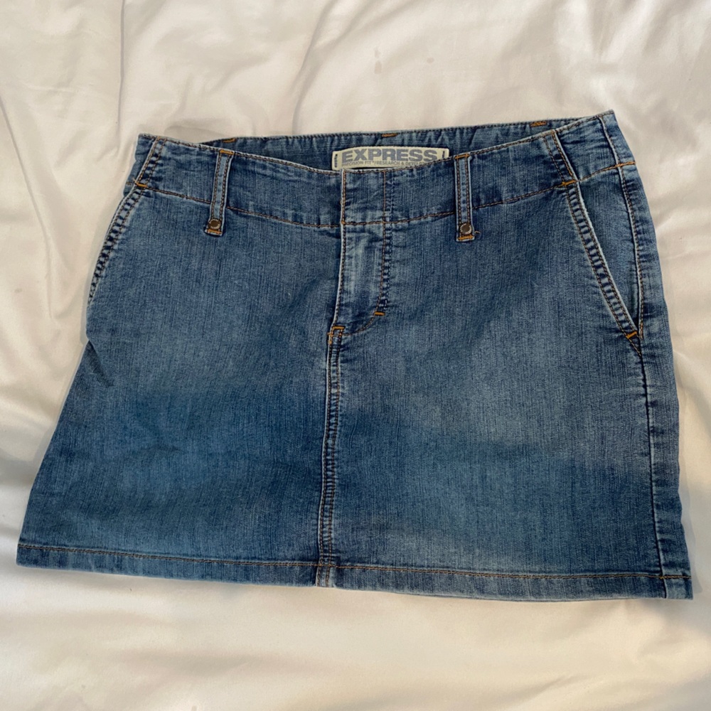 Express y2k denim mini skirt